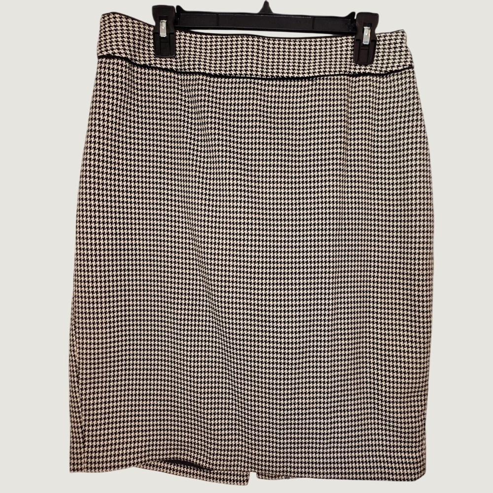 Banana Republic Pencil Skirt Black White Houndstooth Twee Size 10 Classic Career